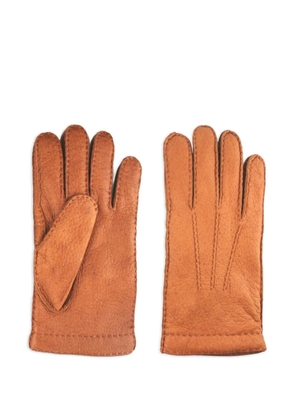 Restelli leather stitched gloves - Brown
