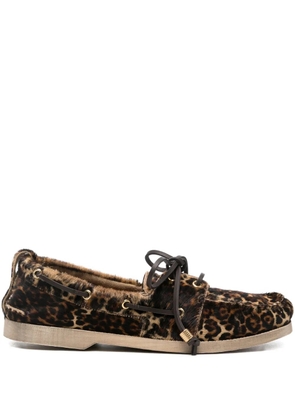Golden Goose leopard-print boat shoes - Brown