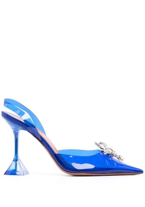 Amina Muaddi Rosie pointed-toe bow-detail 95mm pumps - Blue