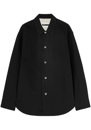 Jil Sander logo-patch denim shirt - Black