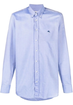 ETRO logo-embroidered long-sleeve shirt - Blue