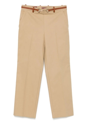 Gucci Horsebit-detail cotton trousers - Neutrals