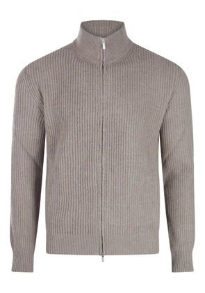 Lardini high-collar zip-up sweater - Brown