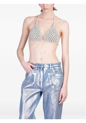 Hibourama rhinestone-embellished top - Silver