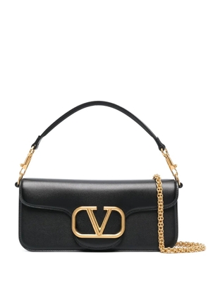 Valentino Garavani logo-plaque leather shoulder bag - Black