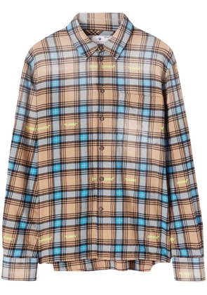 Off-White check-print long-sleeve shirt - Brown
