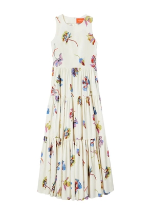La DoubleJ Big sleeveless tiered floral dress - White