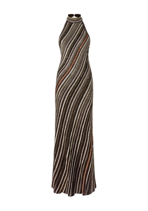 Missoni halterneck striped maxi dress - Brown