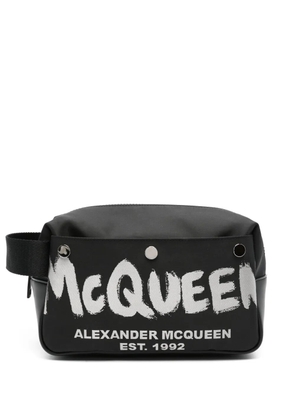 Alexander McQueen logo-print wash bag - Black