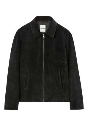 SANDRO zip-front suede jacket - Black