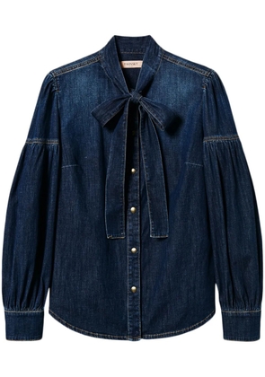 TWINSET pussy-bow denim shirt - Blue