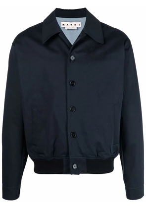 Marni embroidered logo shirt jacket - Blue