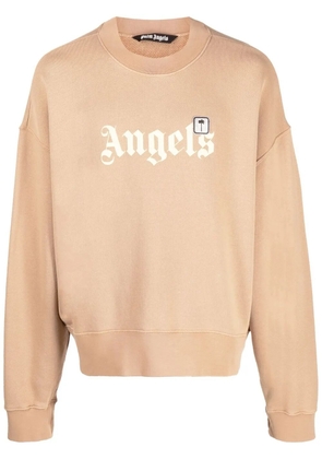 Palm Angels logo-print long-sleeve sweatshirt - Neutrals