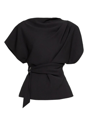 NISSA draped belted top - Black