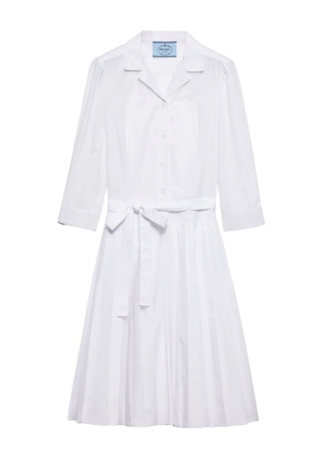Prada pleated poplin shirt dress - White