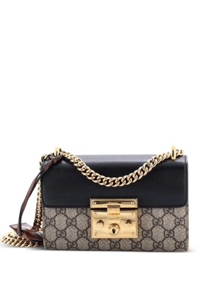 Gucci Pre-Owned Padlock Shoulder Bag GG Coated Canvas and Leather Small crossbody bag - Black