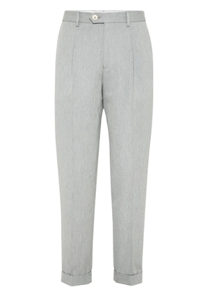 Brunello Cucinelli pressed-crease tapered trousers - Grey