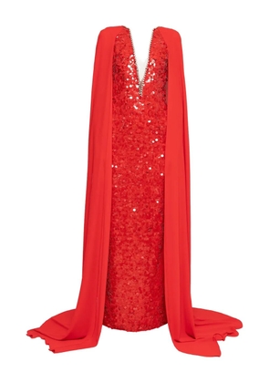 NISSA crystal-trim sequin maxi dress - Red