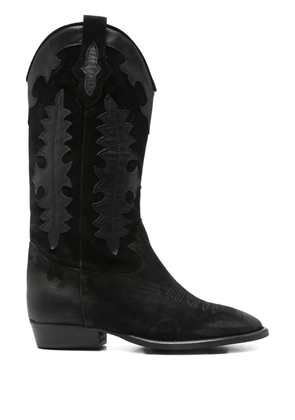Gisel Moire 20mm leather cowboy boots - Black