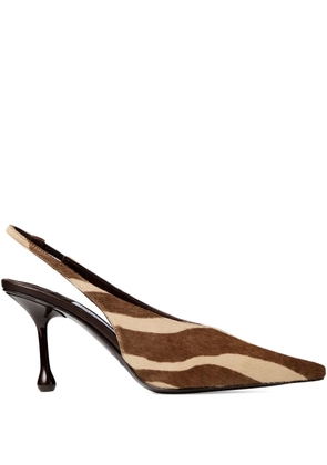 Jimmy Choo 80mm Isa zebra-print slingback pumps - Brown