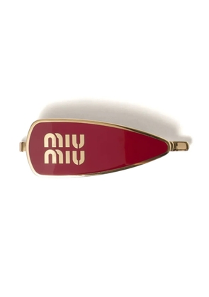 Miu Miu engraved-logo enamel hair clip - Red