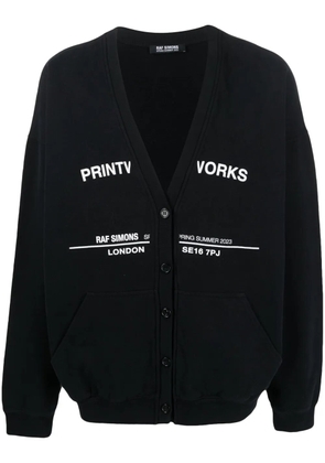 Raf Simons tour-print fleece cardigan - Black