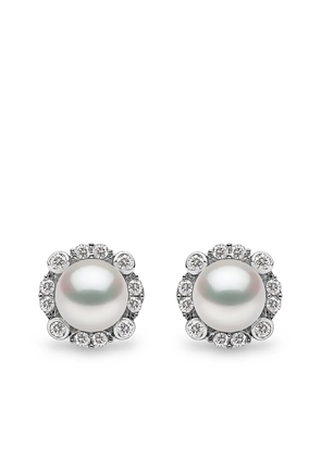 Yoko London 18kt white gold Trend freshwater pearl and diamond stud earrings - Silver
