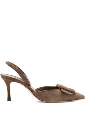 Manolo Blahnik 70mm Maysli buckle slingback mules - Neutrals