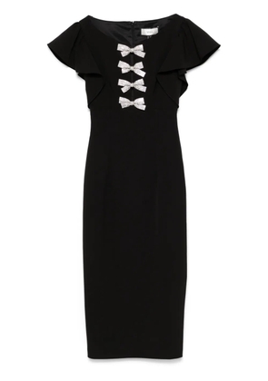 NISSA bow-detailed midi dress - Black