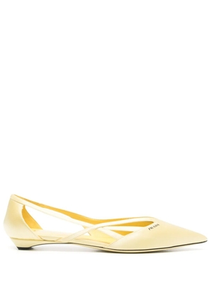 Prada cut out-detail ballet flats - White