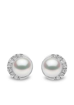 Yoko London 18kt white gold Trend freshwater pearl and diamond stud earrings - Silver
