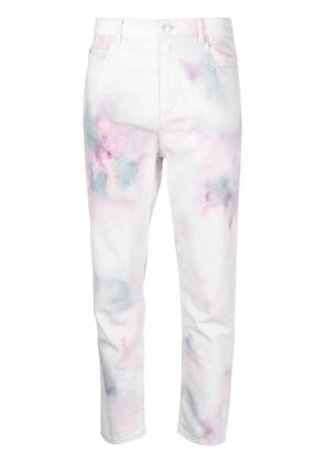 MARANT ÉTOILE abstract-print cropped trousers - White
