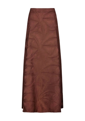 Johanna Ortiz Encanto De Isla palm-jacquard midi skirt - Brown