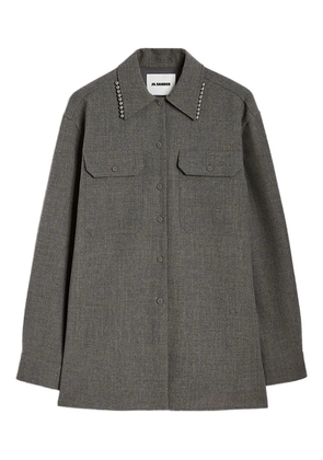 Jil Sander pearl-embellished button-up shirt - Grey
