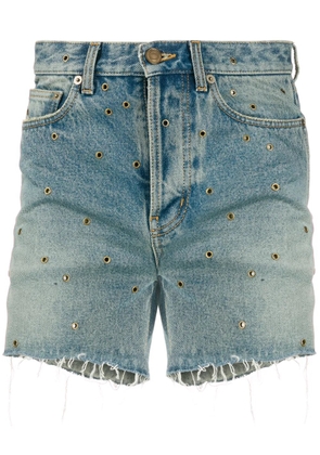 Saint Laurent eyelet denim shorts - Blue