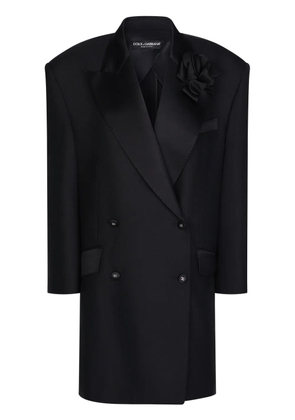 Dolce & Gabbana floral-appliqué wide-lapels blazer - Black