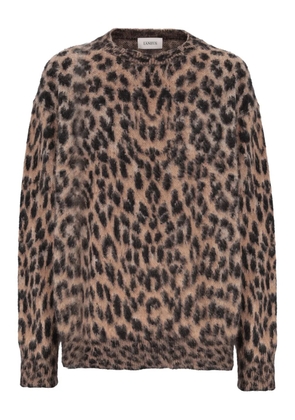 Laneus leopard print crew neck sweater - Brown