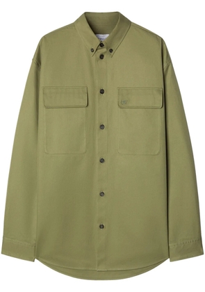 Off-White logo-embroidered shirt jacket - Green