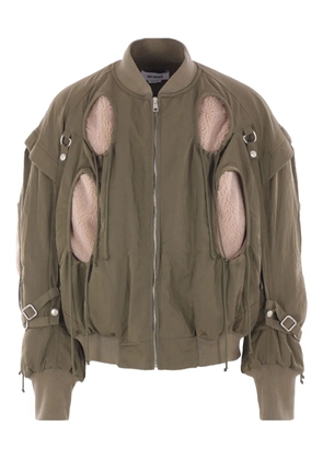 Hed Mayner cut-out fleece-lined bomber jacket - Green