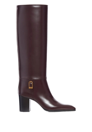 Saint Laurent 70mm buckle-detail calf-leather boots - Red