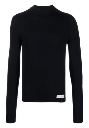 Balmain logo-patch merino wool jumper - Blue