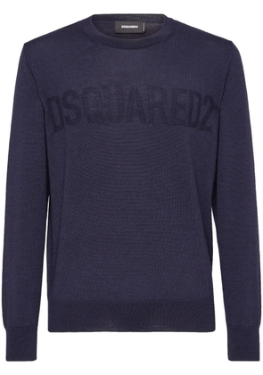 DSQUARED2 logo-print crew-neck jumper - Blue