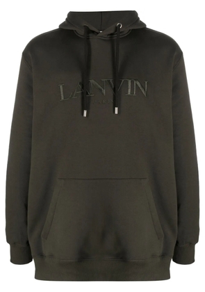 Lanvin logo-embroidered cotton hoodie - Green
