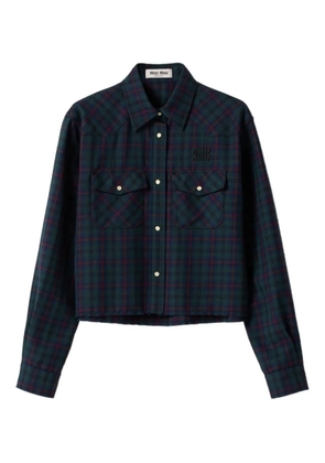 Miu Miu plaid-print snap-fastening shirt - Blue