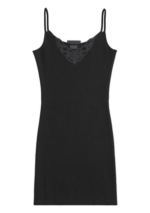 Balenciaga lace-trim ribbed minidress - Black