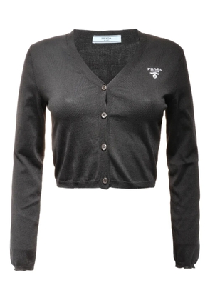 Prada Pre-Owned 2024 silk logo cardigan - Black