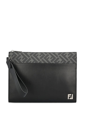 FENDI FF motif leather clutch - Black