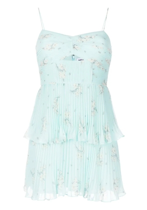 Self-Portrait floral-print tiered chiffon minidress - Blue