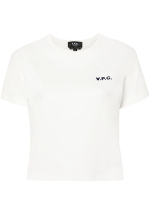 A.P.C. logo-appliqué cropped T-shirt - White