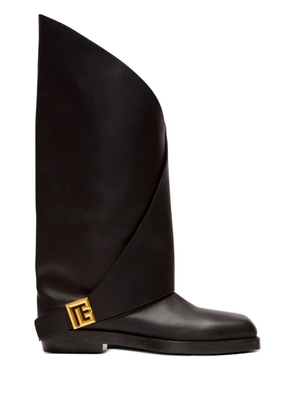 Balmain Twist flat leather boots - Black